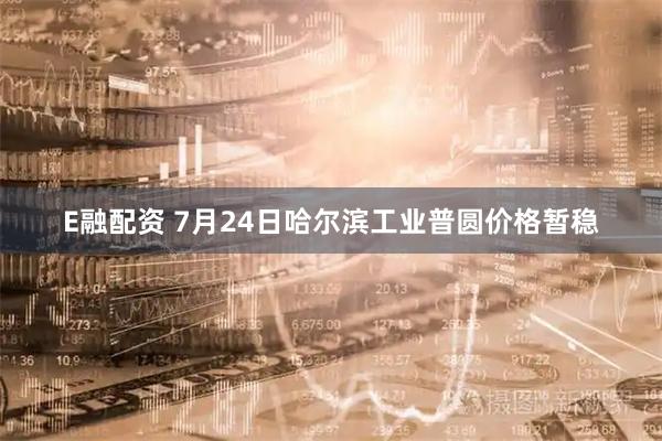 E融配资 7月24日哈尔滨工业普圆价格暂稳